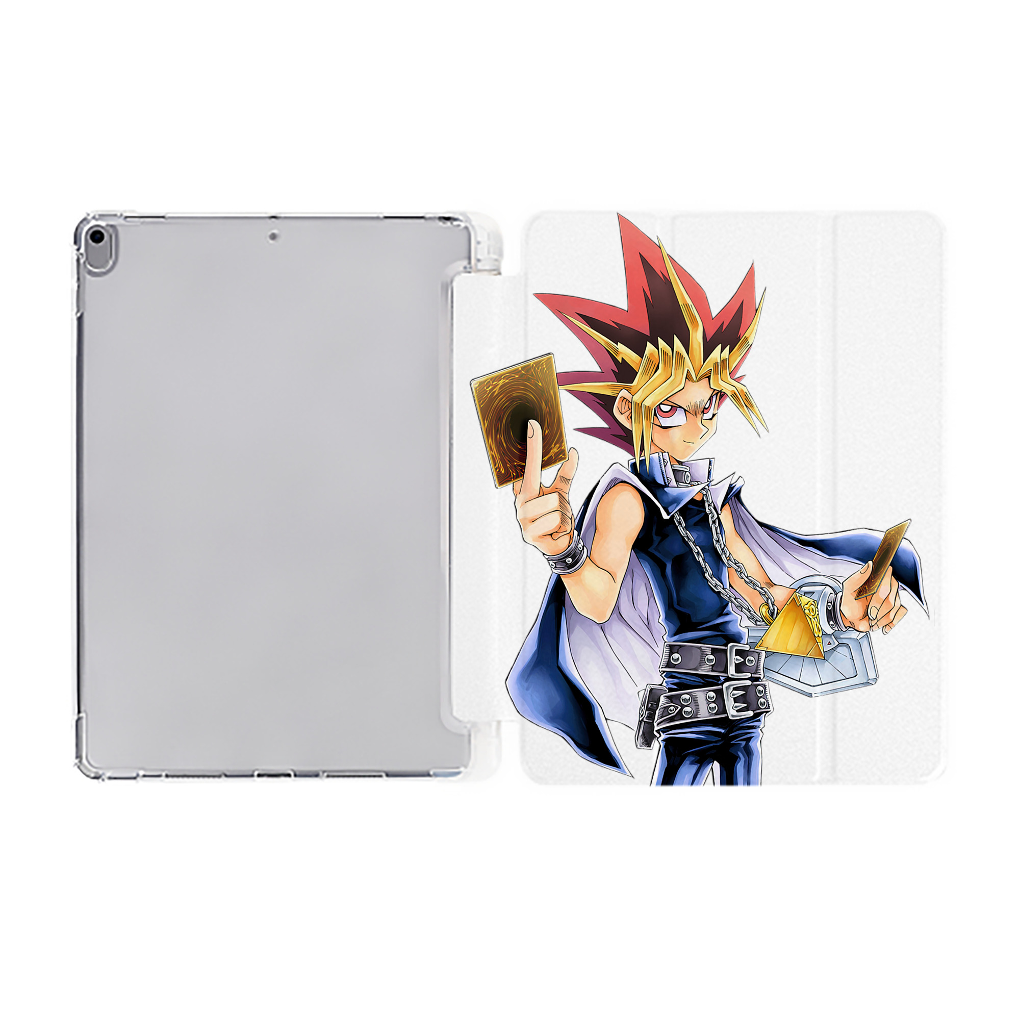 （画像用） 遊☆戯☆王 Yu-Gi-Oh! IPad ケース ペン収納付き 三つ折りスタンド PUレザー×シリコン 対応機種9.5/10.5/10.9インチ